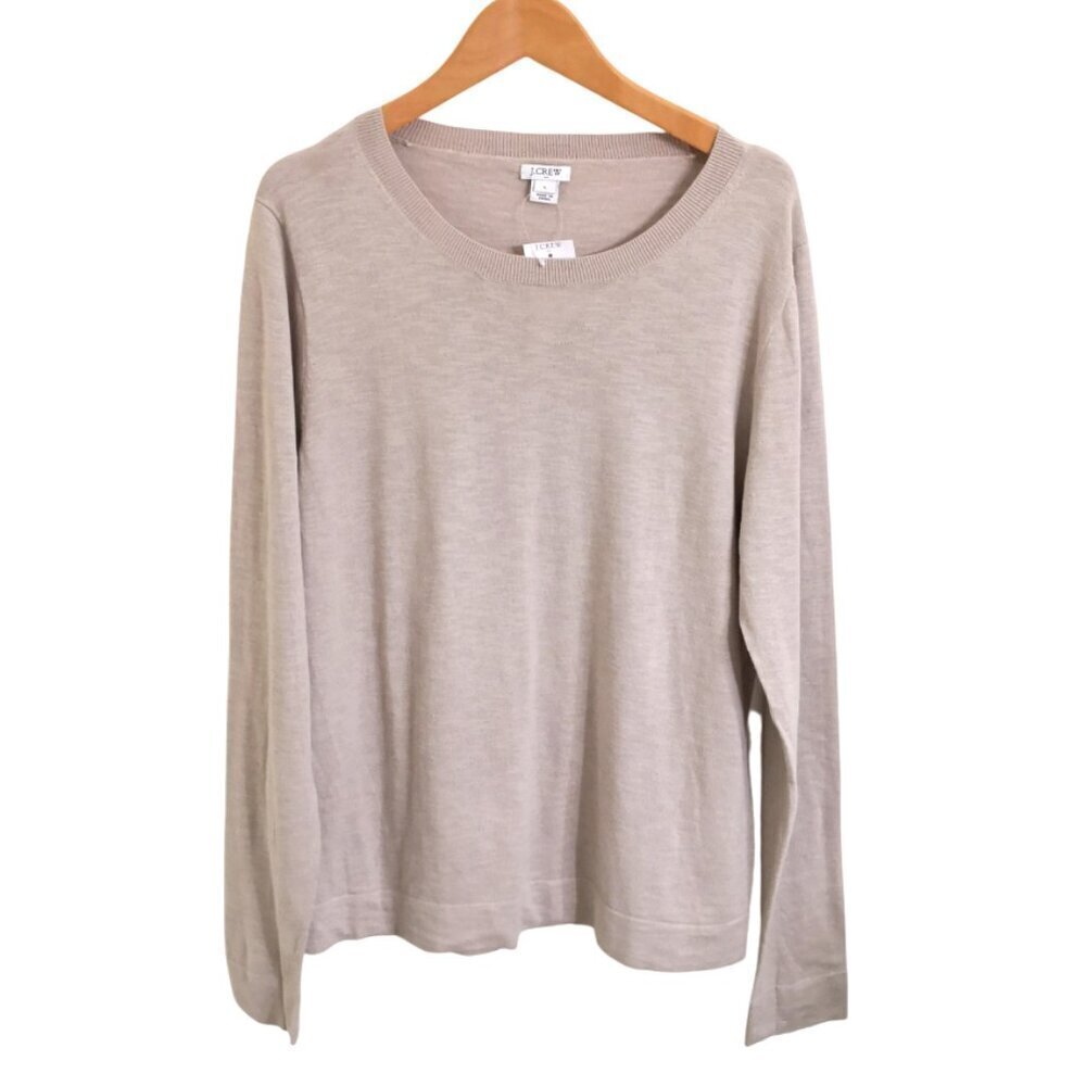 NWT J. Crew Cotton Scoop‎ Neck Minimalist Sweater Flax Color Size L
